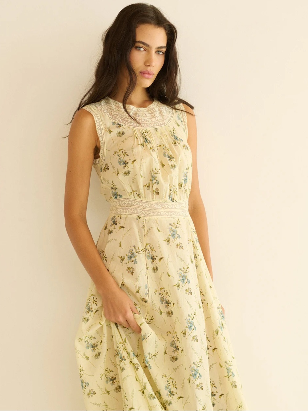 Doén Liliane Dress in Sunshine Prairie Rose Butter Yellow/Cream Dress - Picture 2 of 4